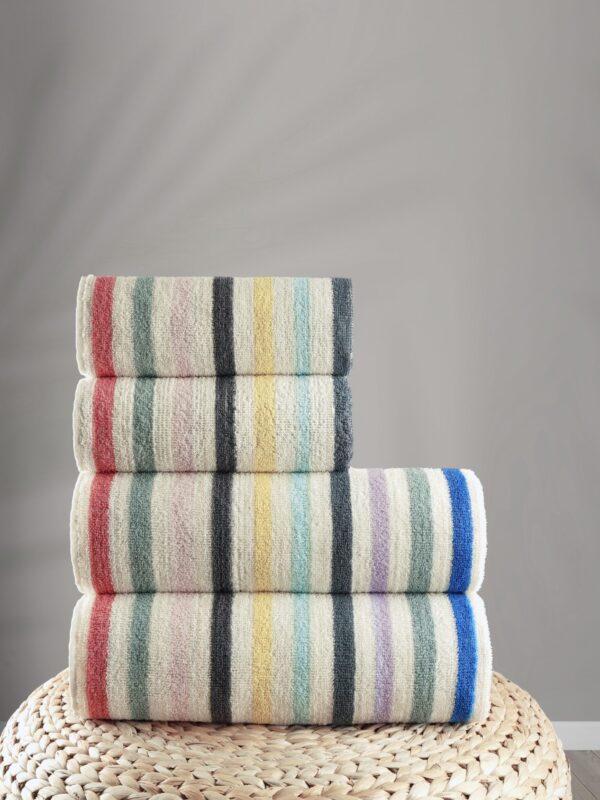 4’lü %100 Pamuk Çizgili Banyo Havlusu Seti – Luna