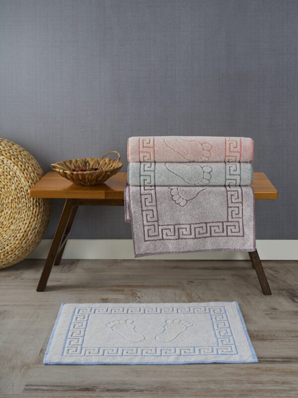 4’lü Ayak Desen Jakarlı Ayak Havlusu Seti %100 Pamuk – Flo